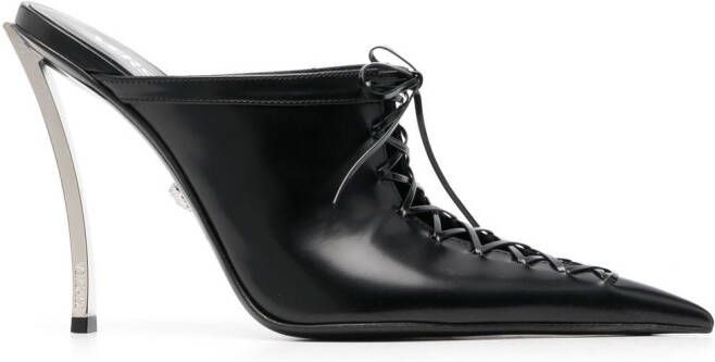 Versace 110mm lace-up leather mules Black
