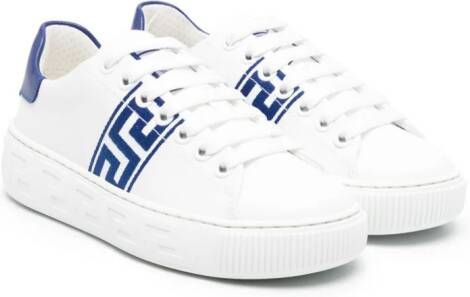 Versace Kids Greca-detail leather sneakers White