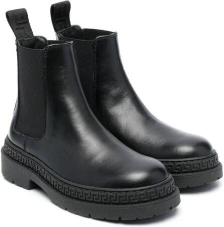Versace Kids slip-on leather ankle boots Black