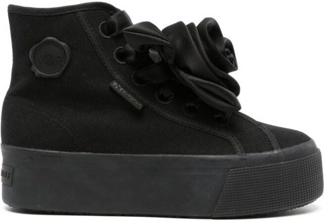 Viktor  Rolf x Superga satin-rose high-top sneakers Black