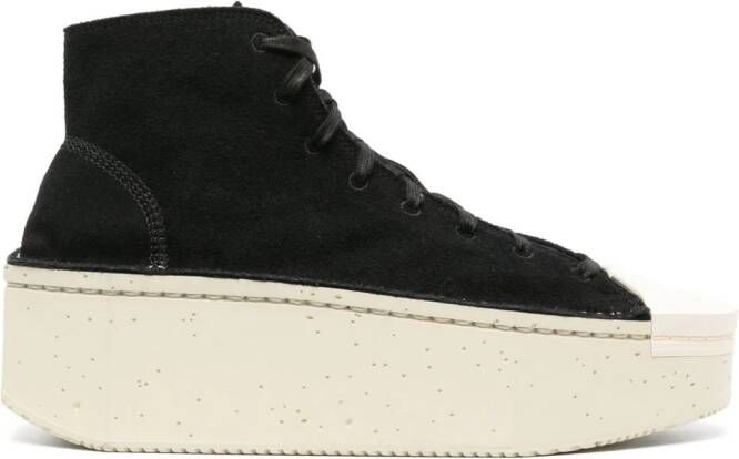 Y-3 lace-up platform sneakers Black