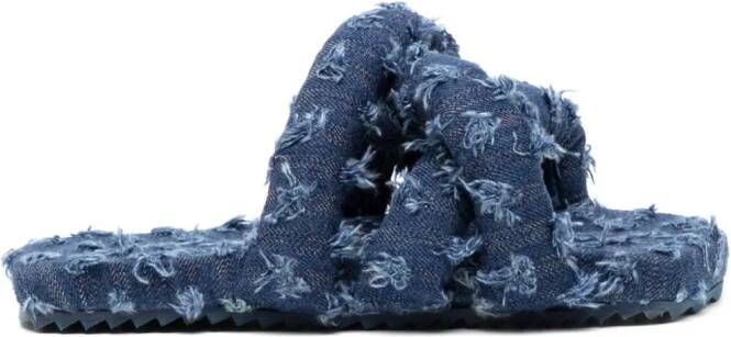 YUME Tyre padded denim slides Blue