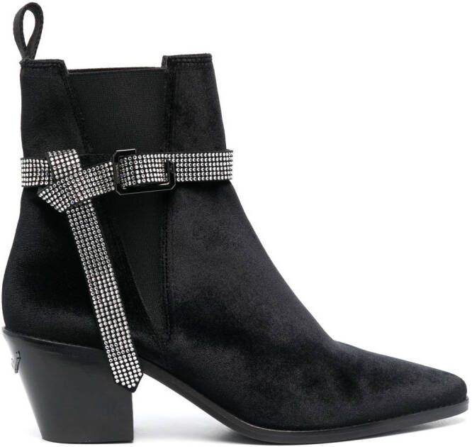 ZadigVoltaire crystal-embellished 70mm velvet boots Black