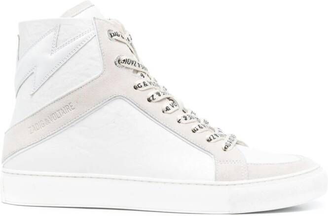 ZadigVoltaire High Flash panelled leather sneakers White