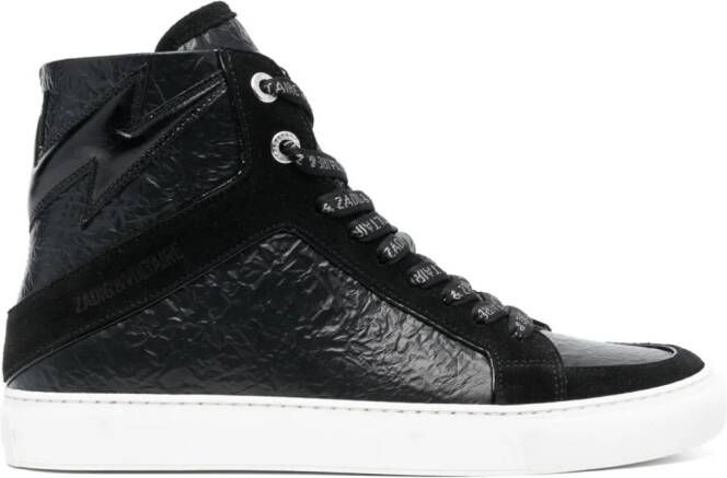 ZadigVoltaire High Lash crinkled-finish leather sneakers Black