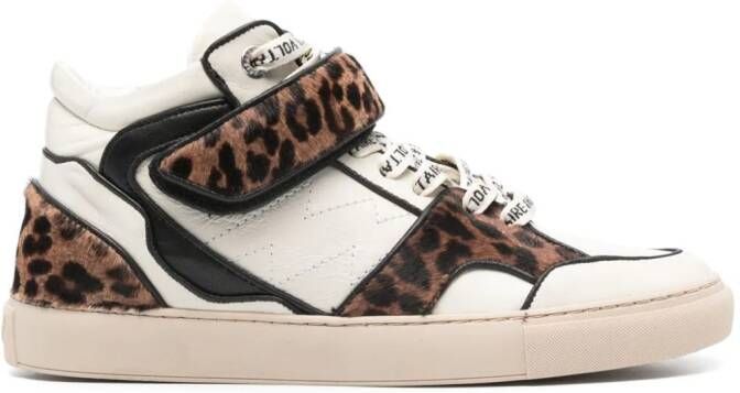 ZadigVoltaire Mid Flash leopard-effect sneakers Neutrals