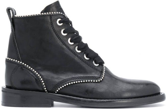 ZadigVoltaire studded lace-up leather boots Black
