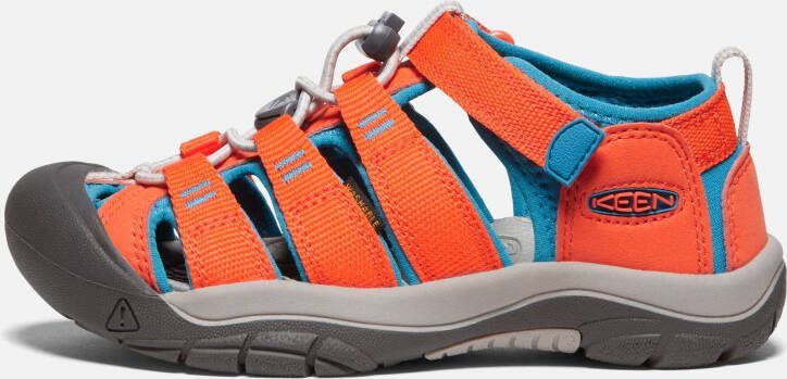 Keen Big Kids' Newport H2 Sandals Size 4 In Safety Orange Fjord Blue