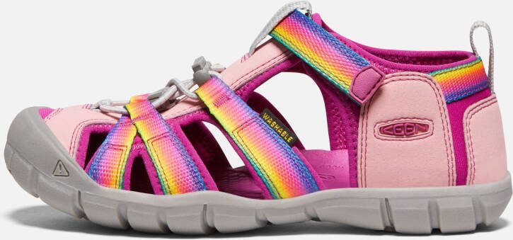 Keen Big Kids' Seacamp II CNX Sandals Size 1 In Rainbow Festival Fuchsia