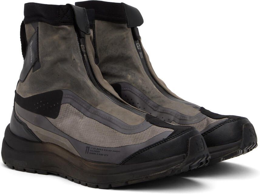 11 by Boris Bidjan Saberi Brown Salomon Edition Bamba 2 GTX High Sneakers - Picture 2