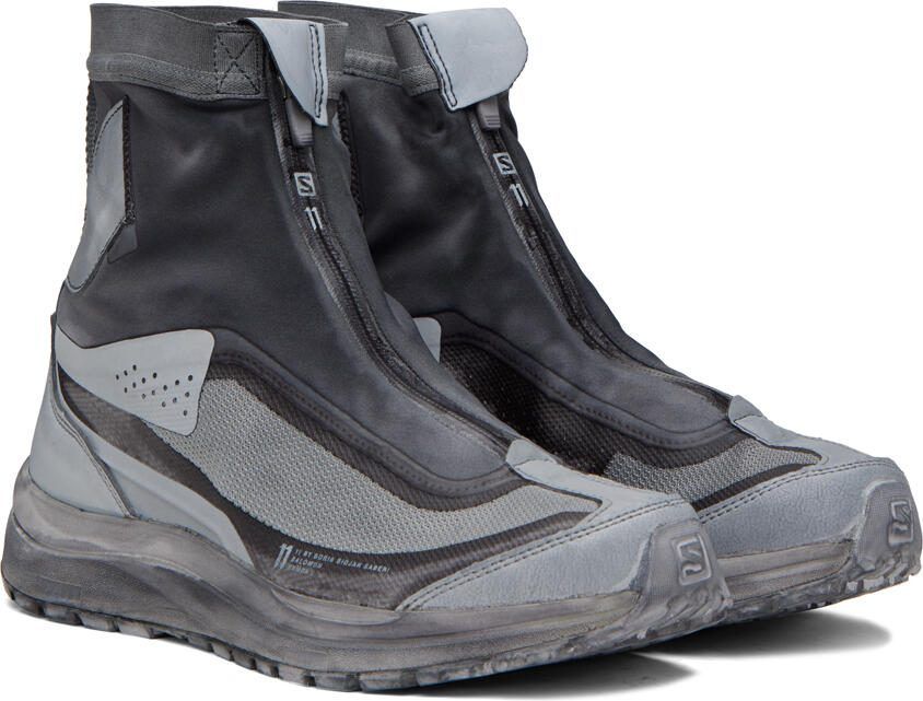 11 by Boris Bidjan Saberi Gray Salomon Edition Bamba 2 High Sneakers - Picture 2