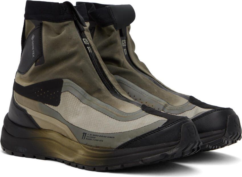 11 by Boris Bidjan Saberi Khaki  Black Salomon Edition Bamba 2 GTX High Sneakers - Picture 2