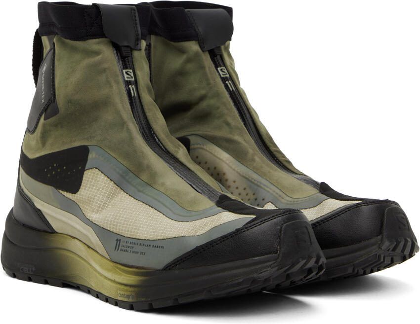 11 by Boris Bidjan Saberi Khaki  Black Salomon Edition Bamba 2 GTX High Sneakers - Picture 2
