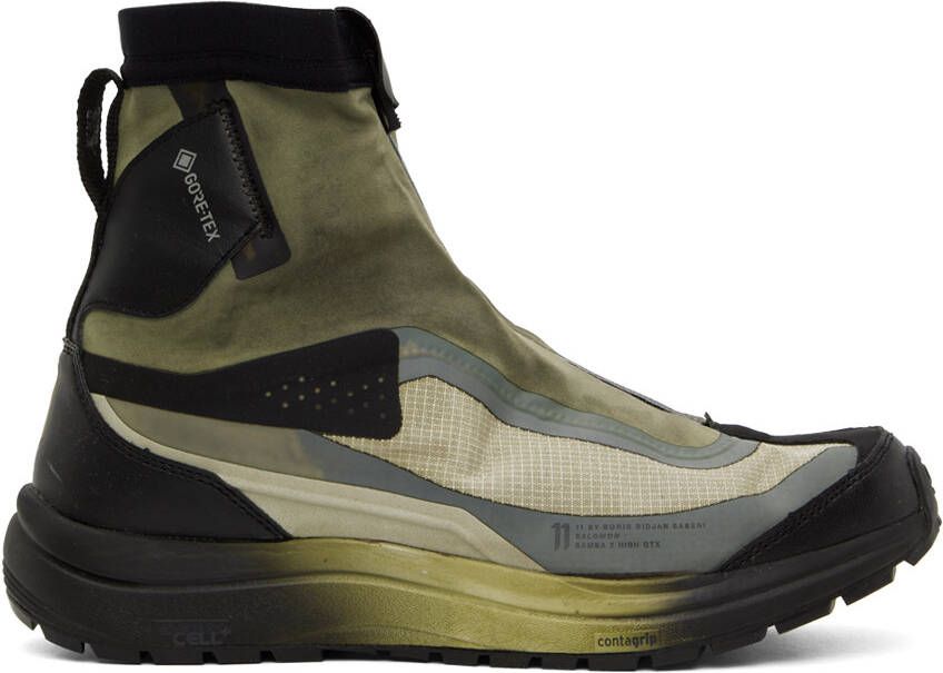 11 by Boris Bidjan Saberi Khaki  Black Salomon Edition Bamba 2 GTX High Sneakers - Picture 5