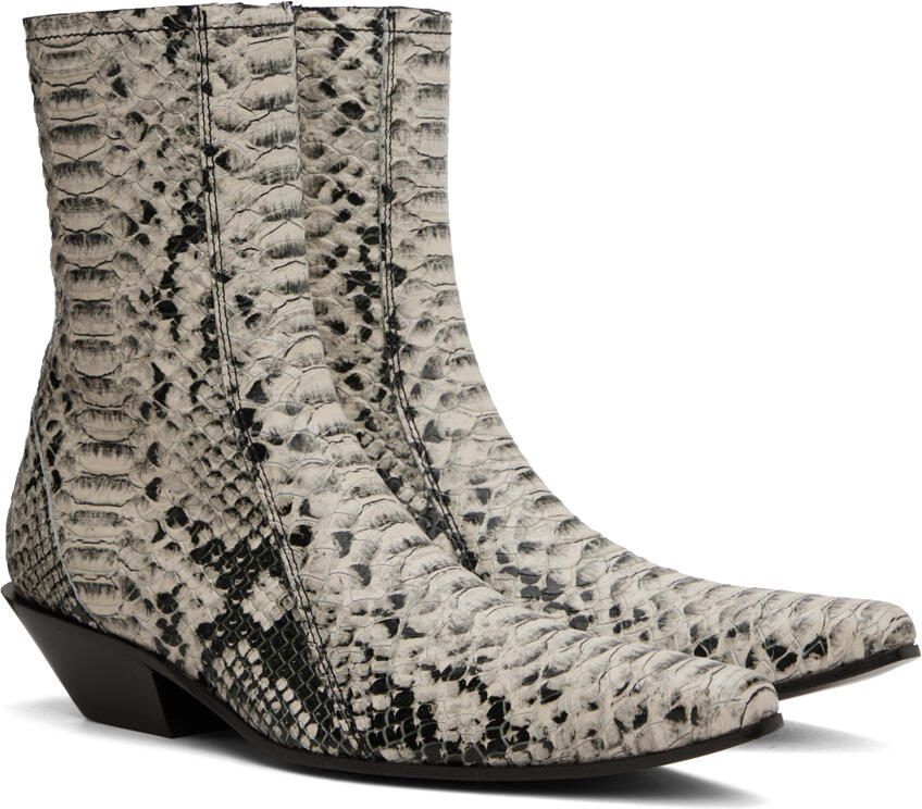 Acne Studios Beige Snake Ankle Boots