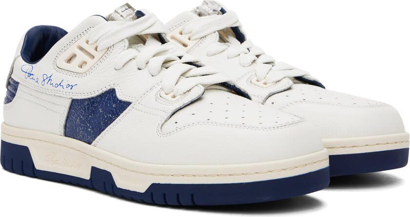 Acne Studios White  Navy Low Top Sneakers - Picture 2