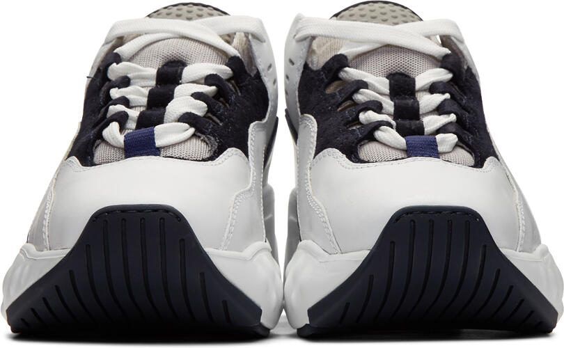Acne Studios White  Navy Manhattan Sneakers - Picture 3