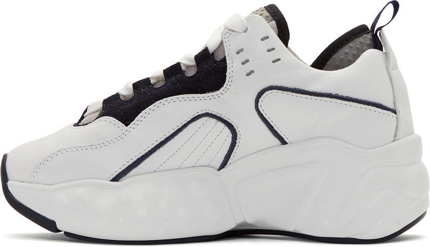 Acne Studios White  Navy Manhattan Sneakers - Picture 2