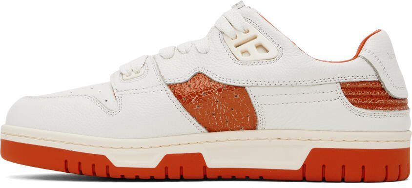 Acne Studios White  Orange Low Top Sneakers - Picture 3