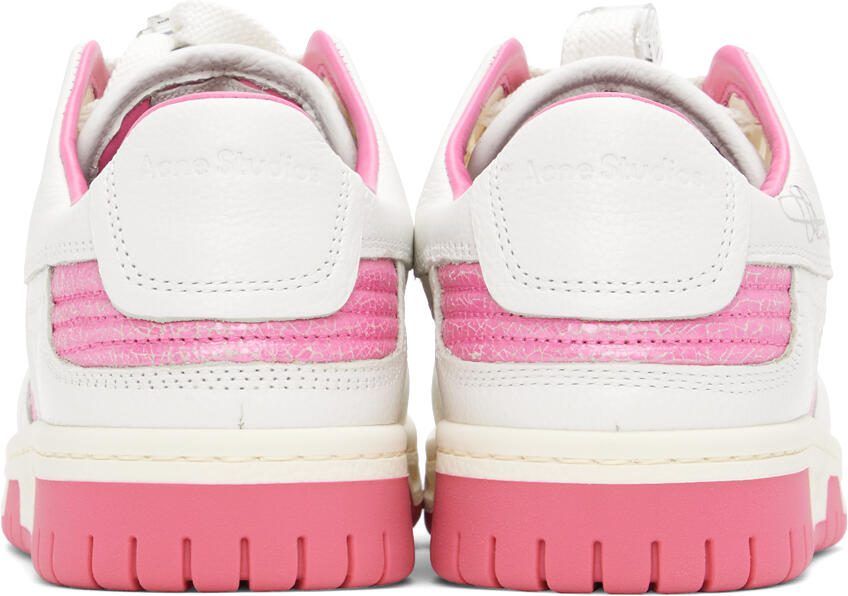 Acne Studios White  Pink Leather Low Top Sneakers