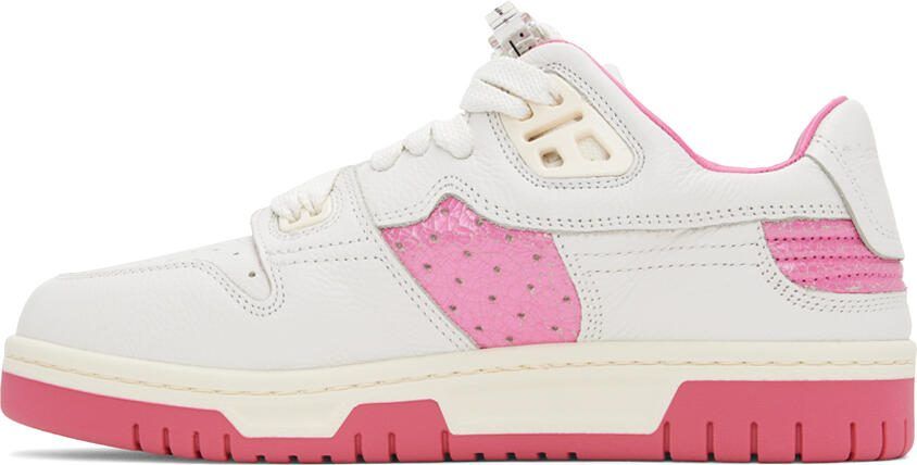 Acne Studios White  Pink Leather Low Top Sneakers - Picture 3