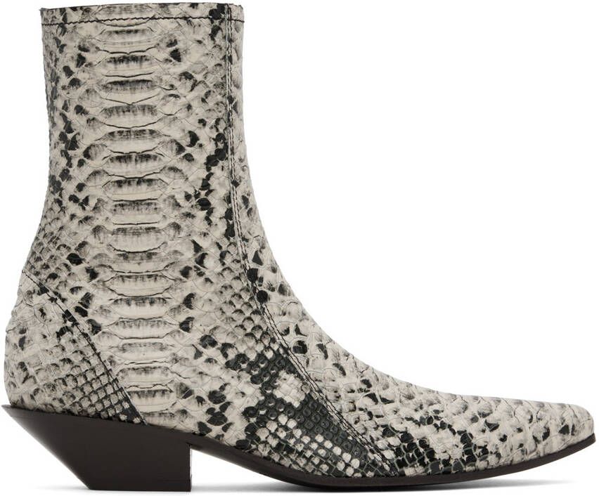 Acne Studios Beige Snake Ankle Boots - Picture 5