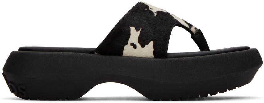 Acne Studios Black  White Printed Leather Sandals