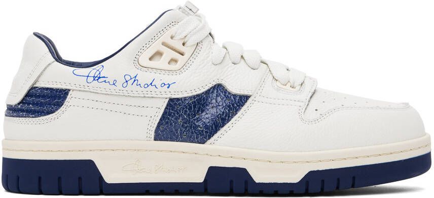 Acne Studios White  Navy Low Top Sneakers - Picture 5