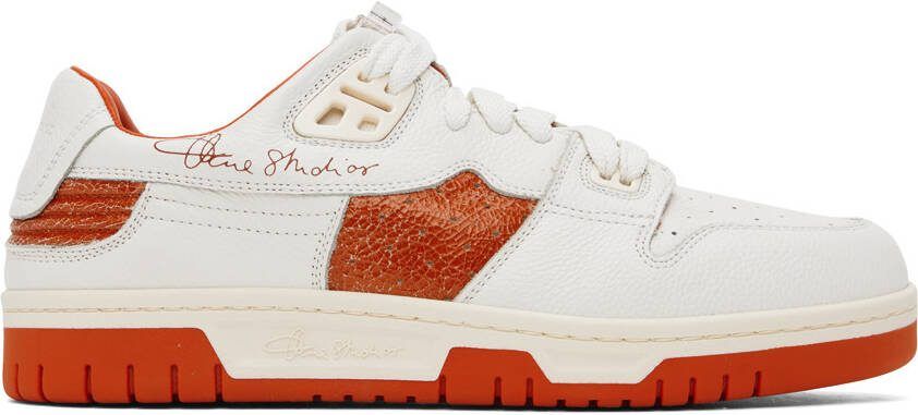 Acne Studios White  Orange Low Top Sneakers - Picture 5