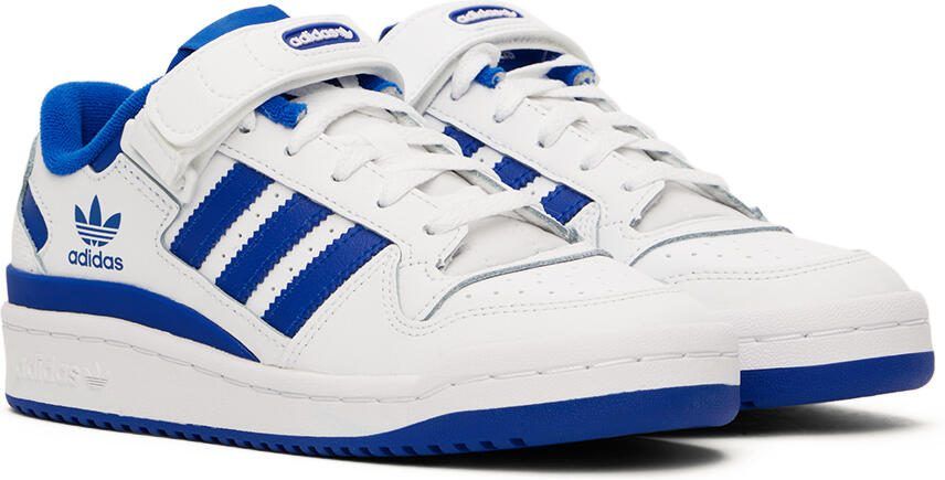 Adidas Kids White  Blue Forum Low Big Kids Sneakers - Picture 2