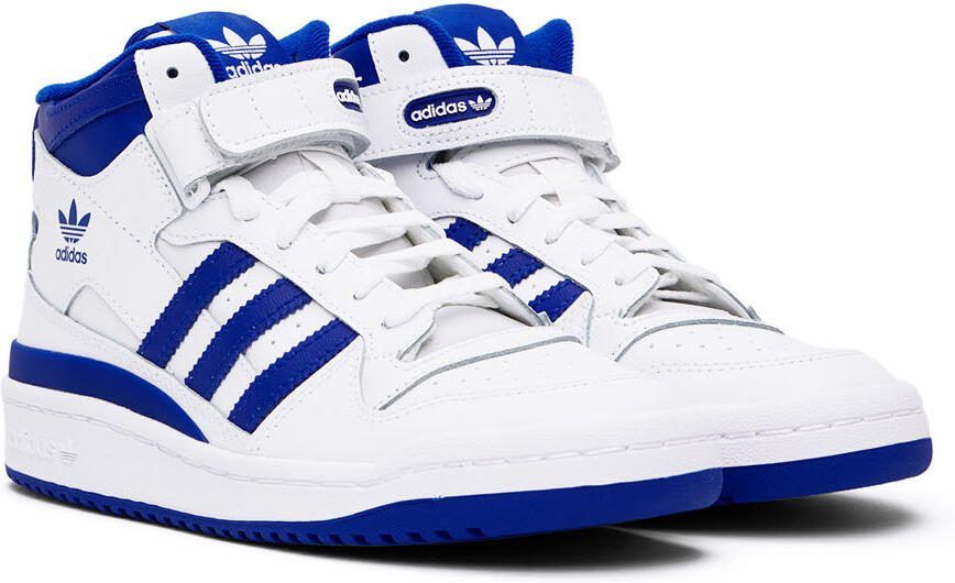 Adidas Kids White  Blue Forum Mid Big Kids Sneakers - Picture 2