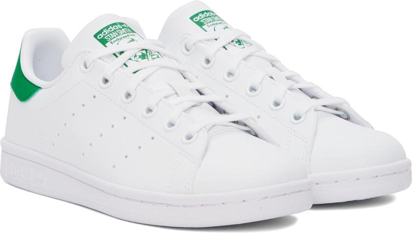 Adidas Kids White  Green Stan Smith Big Kids Sneakers - Picture 2