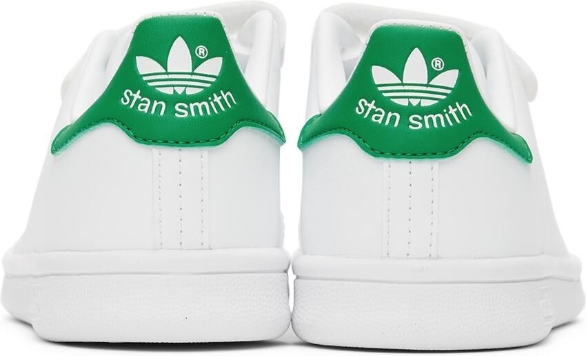 Adidas Kids White  Green Stan Smith Velcro Little Kids Sneakers