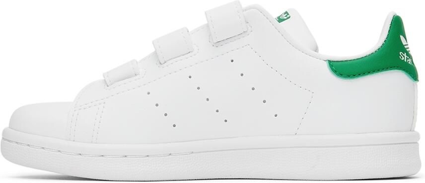 Adidas Kids White  Green Stan Smith Velcro Little Kids Sneakers - Picture 3