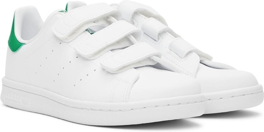 Adidas Kids White  Green Stan Smith Velcro Little Kids Sneakers - Picture 2
