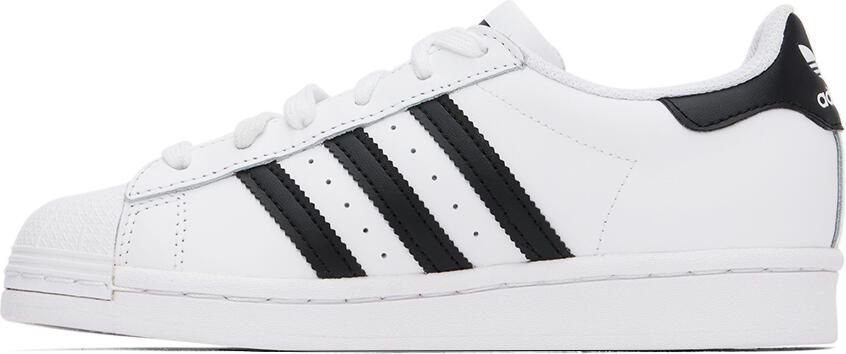 Adidas Kids White  Black Superstar Big Kids Sneakers - Picture 3
