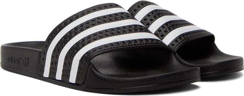 Adidas Originals Black  White Adilette Slides - Picture 2