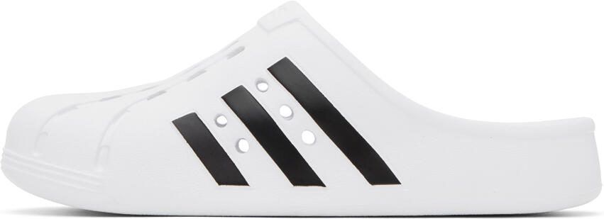 Adidas Originals White  Black Adilette Clog Sandals - Picture 5