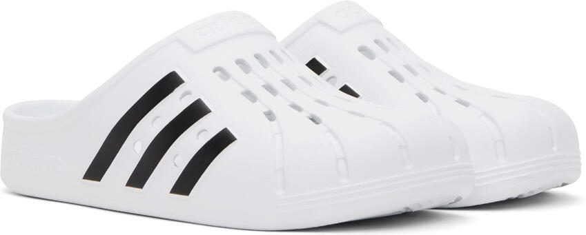 Adidas Originals White  Black Adilette Clog Sandals - Picture 3