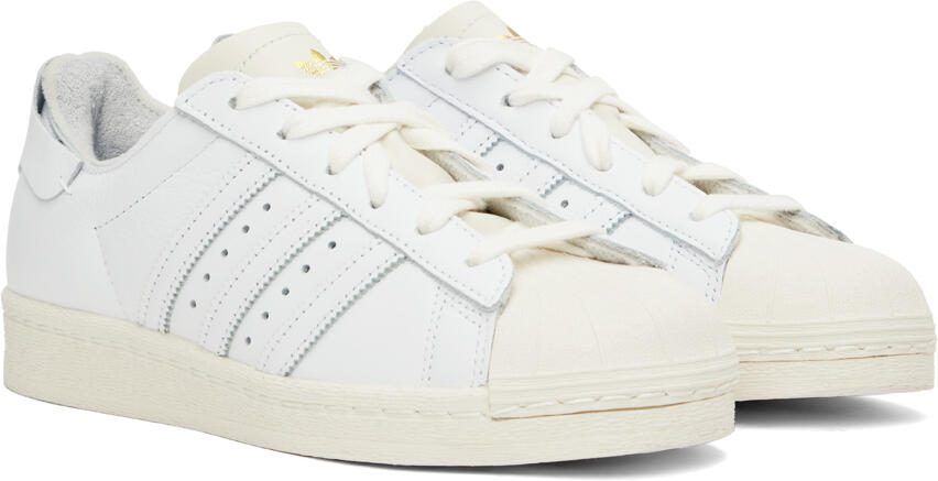 Adidas Originals White  Beige Superstar 82 Sneakers - Picture 4