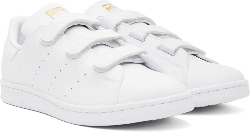 Adidas Originals White  Gold Stan Smith Sneakers - Picture 2
