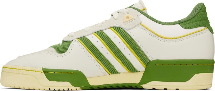Adidas Originals White  Green Rivalry Low 86 Sneakers - Picture 3