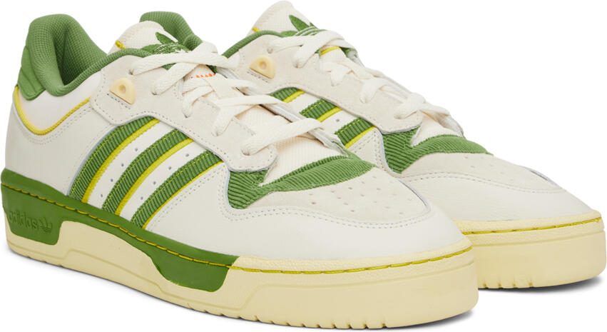 Adidas Originals White  Green Rivalry Low 86 Sneakers - Picture 2