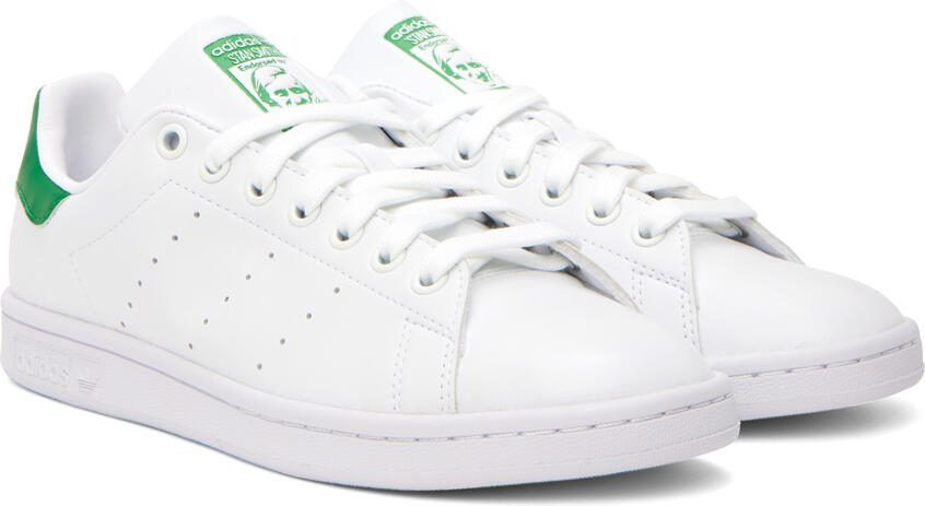 Adidas Originals White  Green Stan Smith Sneakers - Picture 6