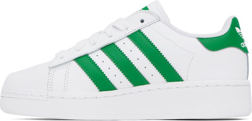 Adidas Originals White  Green Superstar Sneakers - Picture 3