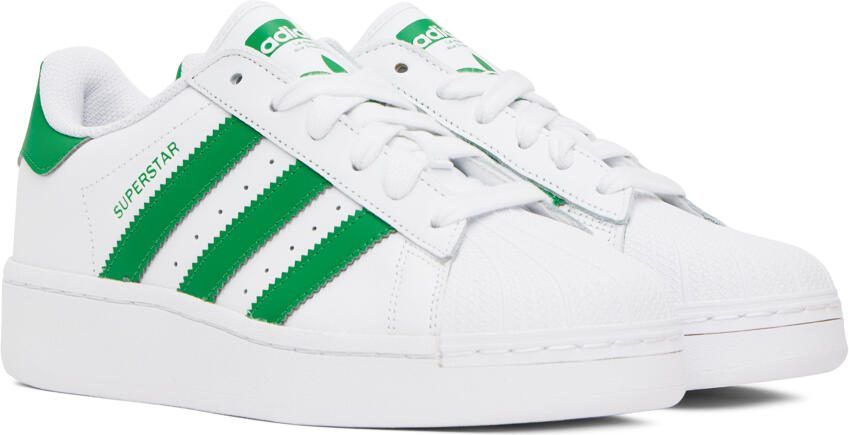 Adidas Originals White  Green Superstar Sneakers - Picture 2