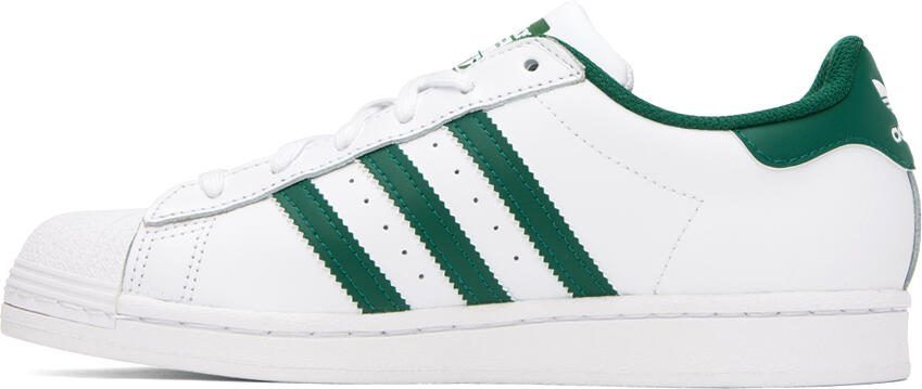 Adidas Originals White  Green Superstar Sneakers - Picture 3