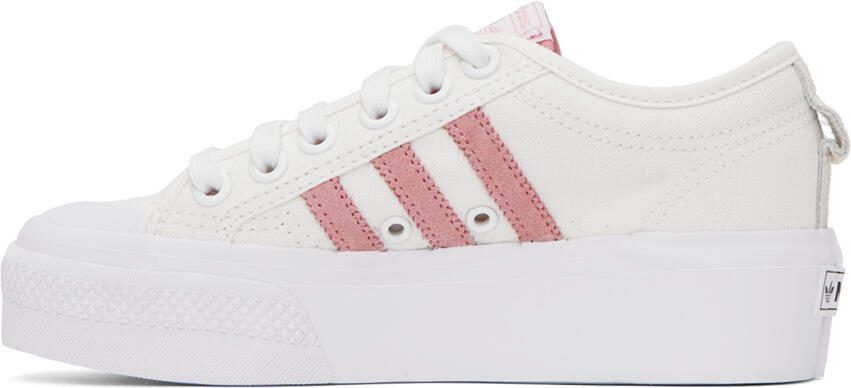 Adidas Originals White  Pink Nizza Platform Sneakers - Picture 3