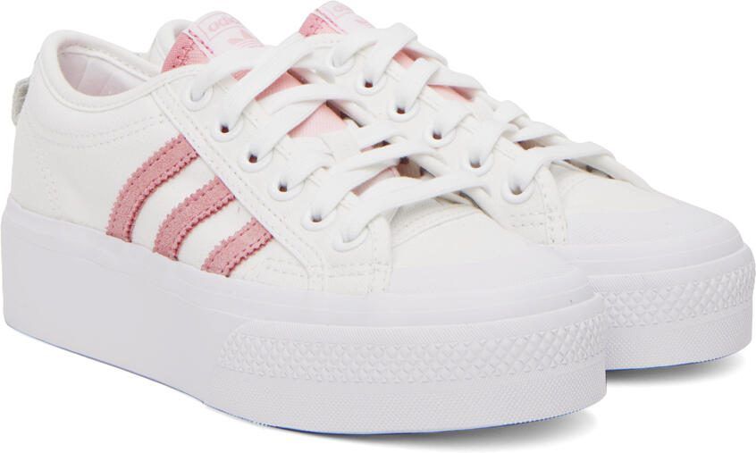 Adidas Originals White  Pink Nizza Platform Sneakers - Picture 2