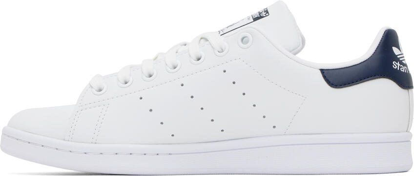 Adidas Originals White  Navy Stan Smith Sneakers - Picture 3